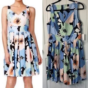 Calvin Klein floral‎ sleeveless pleated fit n flare dress size 12